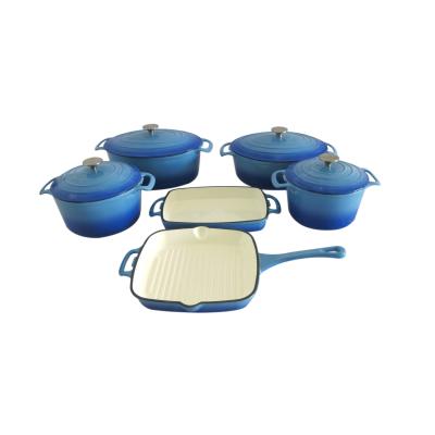 China Wholesale Enamel Viable Cast Iron Dutch Oven Set Casserole Set Cookware for sale