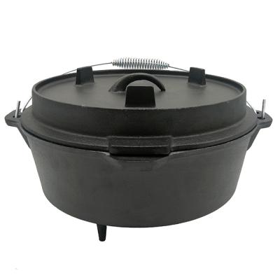 China Sustainable Custom Outdoor Cooking Pre-Seasoned Cast Iron Camping Dutch Oven for sale