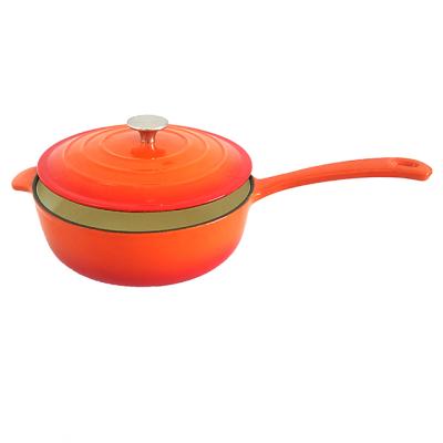 China Wholesale Factory Sustainable Cast Iron Enamel Pan Pots 24cm Colorful Non Stick for sale