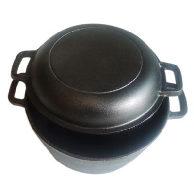 China Sustainable Hot Sale Round Shape Dutch Oven Metal Cast Iron Cookware With 2 Handles for sale