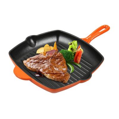 China General Use for 2022 New Design Gas and Induction Cooker New Design Enamel Cast Iron Grill Pan Square Griddle Used for Family for sale