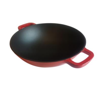 China High Quality Sustainable Chinese Non Glazed Cast Iron Wok For Cast Iron Cookware Set for sale