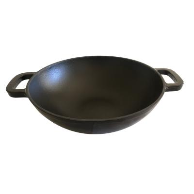 China Factory Direct High Quality Sustainable Enameled Non Stick Cast Iron Wok BSCI LFGB Approved for sale