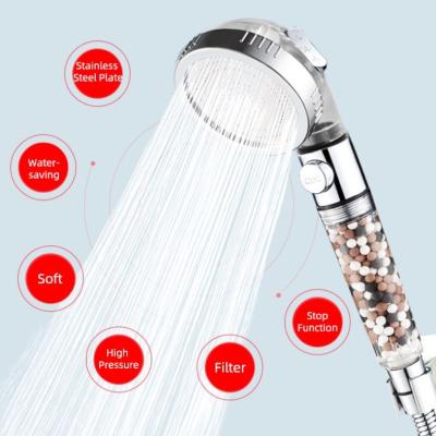 China Needle Free Factory Directly Selling 3 Function Filtered Bathroom Ionic Shower Head for sale