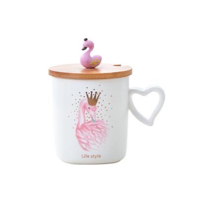 China Mug Personality Trend Office Cute Creative Sustainable Ceramic Mug With Lid Spoon for sale