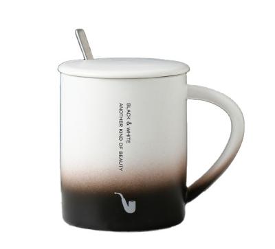 China Sustainable Mug High Quality Ceramic Mug Printing Coffee Mugs With Lid And Spoon for sale