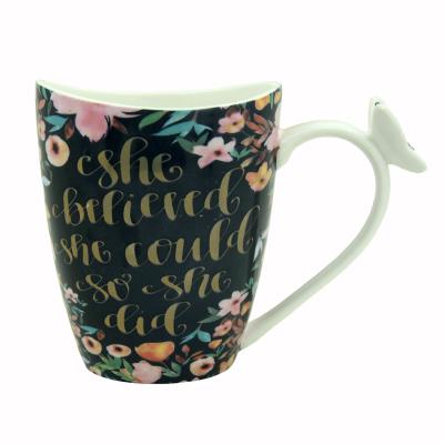 China Viable High Quality Gifts Ceramic Mug With Variety Of Decals Large Coffee Mugs With Butterfly Handle for sale