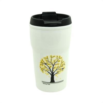 China 10 oz 300ml Sustainable Double Wall Insulated Take Out Coffee Ceramic Tumbler Ceramic Tumbler With Lid In Stock for sale