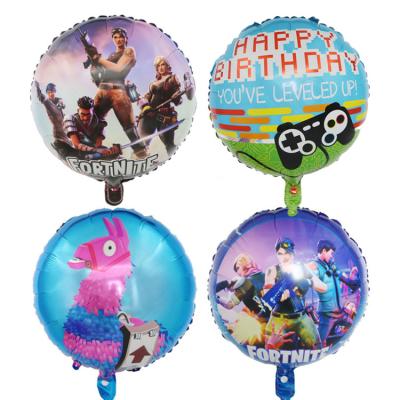 China Foil 18 Inch Round Alpaca Aluminum Game Foil Globos Toy Decoration Balloon Boy Birthday Party for sale