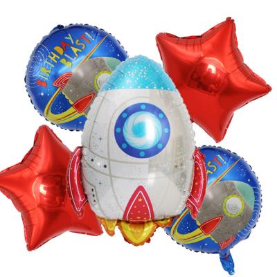 China Foil Outer Space Theme Cartoon Astronaut Rocket Foil Helium Balloons For Boy Birthday Party Hot Wholesale for sale