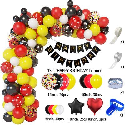 China Red Yellow Balloon Garland Arch For Birthday Party Gold Black Heart Shape Foil Golobs Mubarak Ramadan Eid Mouse Theme Party New Design Mickey Minnie for sale