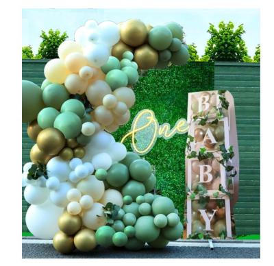 China Gold Metal Balloon Garland Kit Macaroon Green White Garland Mubarak Ramadan Eid 113 Pcs Avocado Balloon for Baby Shower Party Decoration Supplies for sale