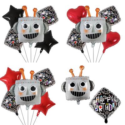 China Pioneer Birthday /Wedding Party Decor Robot Foil Balloon Set New/Cartoon Gifts Design 5pcs_set for sale