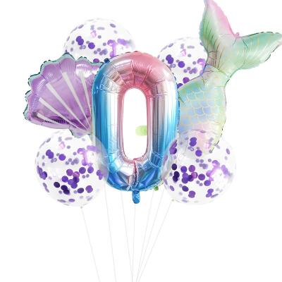 China Dropshipping 7pcs/lot Mermaid Birthday Party Decor Party Favors Balloons Number 32inch Foil Balloon Birthday Decorations Baby Shower Decor Helium Globos for sale