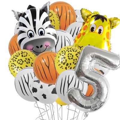 China Birthday Party Decor/Gifts Dropshipping 12inch Forest Animals Print Foil Balloon Birthday Set Walking Globe With Animals for sale