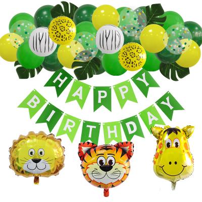 China Green Arch Kit Garland Set Forest Animal Theme Birthday Party Decor/Gifts Latex Balloon Party Kids Birthday Party Balloon Decoration for sale