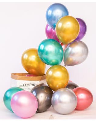 China Festival Decoration Dropshipping New Year Balloons Wholesale Shiny 10inch Metal Bead Latex Balloons Chrome Colors Thick Helium Air Metallic Balls for sale