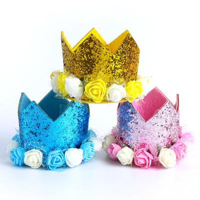 China Happy New Year Nonwoven 1st 2nd 3rd Birthday Hat Princess Crown Number Baby Kids Hair Accessory for sale