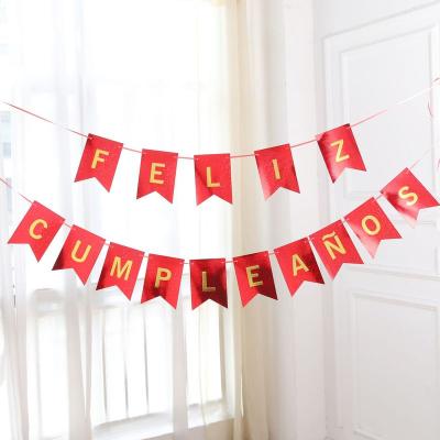 China Holiday Decoration Happy Birthday in Spanish with Feliz Cumpleanos Alphabet Laser Color Fishtail Banner for sale