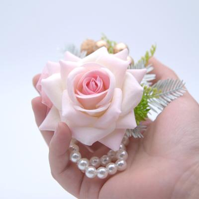 China Wedding Bride Bridesmaid Green Wrist Flower Wedding Simulated Flower Bridal Wedding Party Decor Wrist Flower for sale