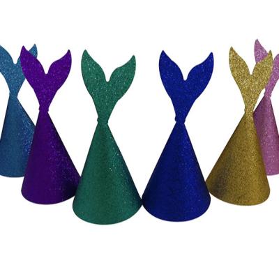 China Mermaid Glitter Paper Foil Hat For Birthday Decoration Mermaid Tail Hat Party Supplies for sale