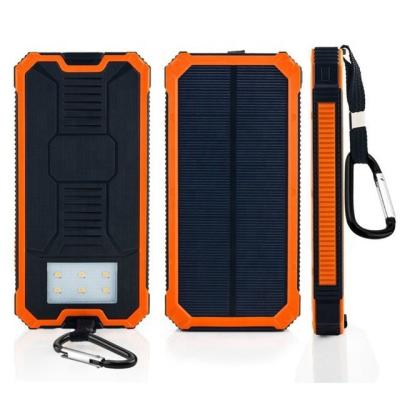 China Outdoor Amazon 10000mAh Solar Power Bank Portable Charger Power Bank LED Sloar Panel Charging Waterproof for sale