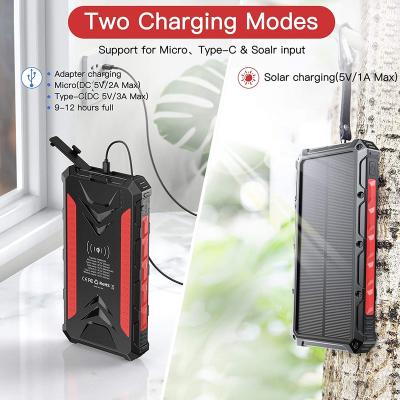 China Solar Power Bank CE FCC Rohs Ip66 Solar Bnak Waterproof 30000 Mah Mi Wireless Charger Solar Power Bank 3 Usb for sale