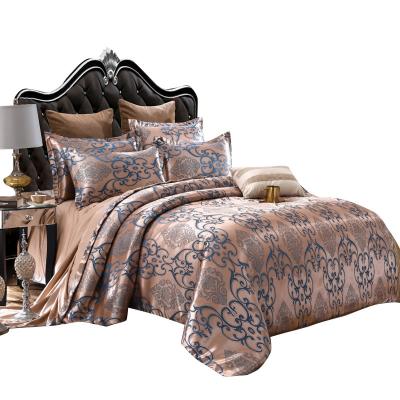 China Nondisposable European luxury microfiber factory direct sales multicolor four-piece jacquard bedding set for sale