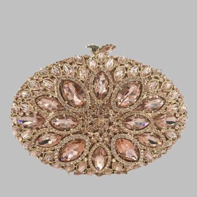 China Bridal Party Purse Rhinestone Metal Shape Wedding Women Oval Crystal Clutch Evening Minaudiere Bags for sale