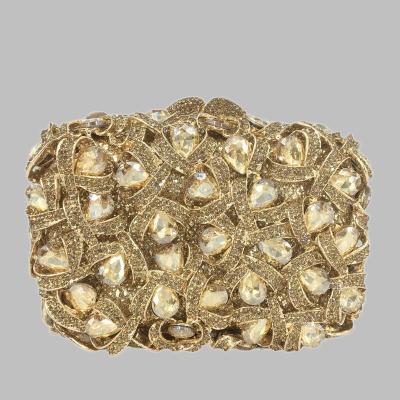 China Metal Women Gold Evening Clutches Crystal Clutch Wedding Party Bridal Rhinestone Box Handbags and Purses for sale