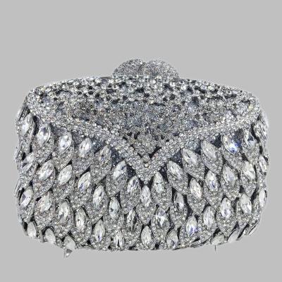 China Handbag and elegant silver nuptial purse of ladies minaudiere of Crystal Clutch Evening bags gala of women in metal metal for sale