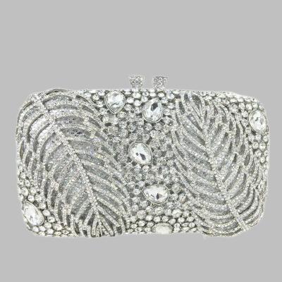 China Crystal Evening Minaudiere Bags Bridal Women's Silver Metal Silver Metal for sale