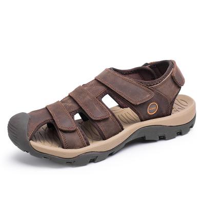 China Light New Arrival Large Size Fashion Real Genuine Leather Outdoor Summer Beach Men Leather Sandals for sale