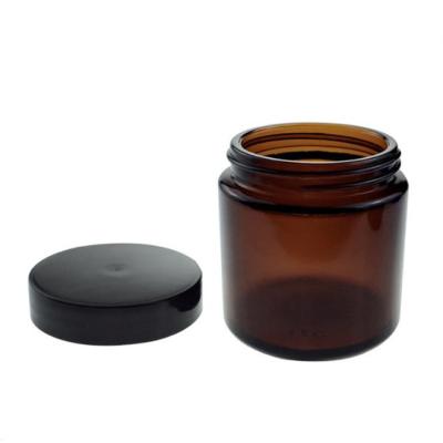 China 4OZ 120ml Cosmetic Amber Brown Right Side Candle Jar Aromatherapy Cream Glass Jars And Bottles for sale