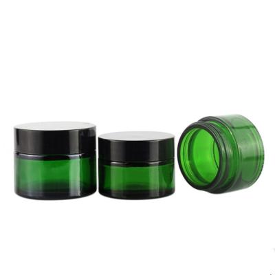 China Wholesale Cosmetic Jar Green Color 20g30g50g Face Cream Glass Jar With Lid for sale