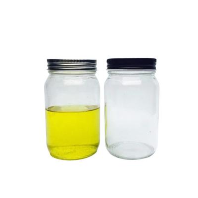 China 16oz 500ml Cheap Round Shape Empty Clear Coconut Oil Food Canning Glass Mason Jar With Lid for sale