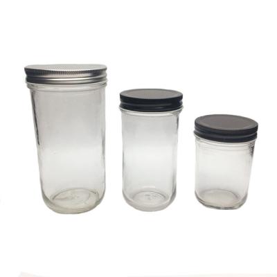 China 8oz 12oz 22oz Wide Mouth Stored Food Grade Food Grade Drinking Canning Glass Mason Jars With Lid for sale