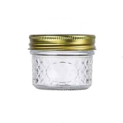 China Small stock clear glass 4oz mason jar with lid for jam food jars glass canning container with lid for sale