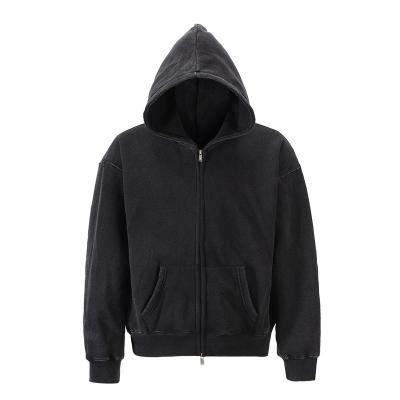 China Casual Anti-Wrinkle Hoodie Sweatshirt With Zipper Print Jackets Full Face Zipper Hoodie Custom Black/Brown for sale