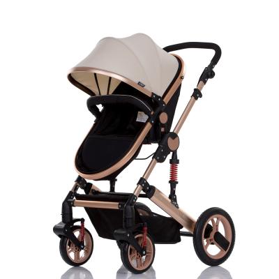 China 2021 new multifunctional foldable canvas bebe stroller 3 in 1 leather baby stroller for sale