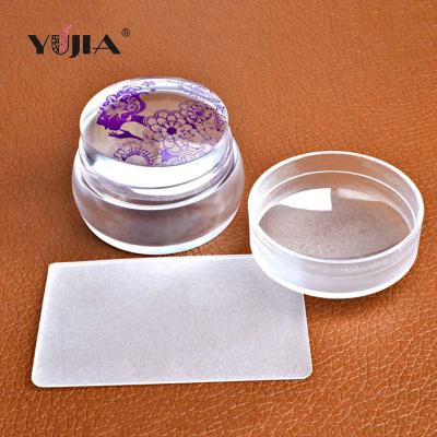 China Nail art stamping or transparent mini French hot pawn nail art puncher YUJIA 3.5cm with silicone head for sale