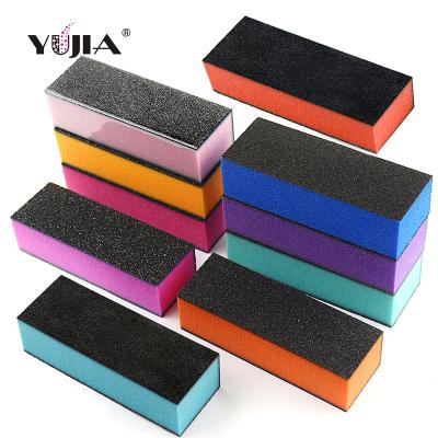 China For Nail Care Customized Nail Buffer Sponge Block Black Sand On Three Sides Nail Buffer Block Nail Polish Buffer Wholesale for sale