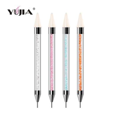 China NAIL Double-Ended Nail Wax Dotting Tool Rhinestone Picker Pen, Nail Art Dotting Pen with 4 Colors for sale