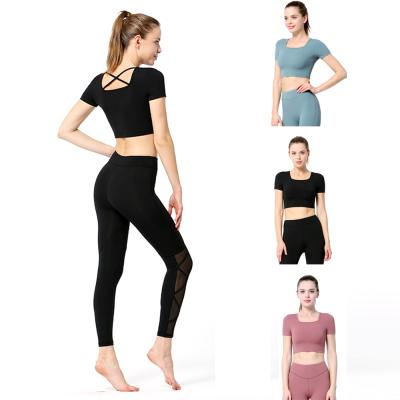 China Antibacterial Sports Running Workout Exercise Women Yoga Tops Women Yoga Short Sleeve T-Shirt for sale