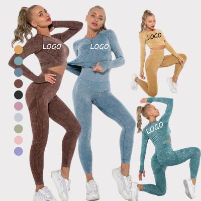 China 2021 OEM Custom Antibacterial Fitness Yoga Sets Two Piece Suit Logo Yoga Active Wear Custom Sports Yoga Set for sale