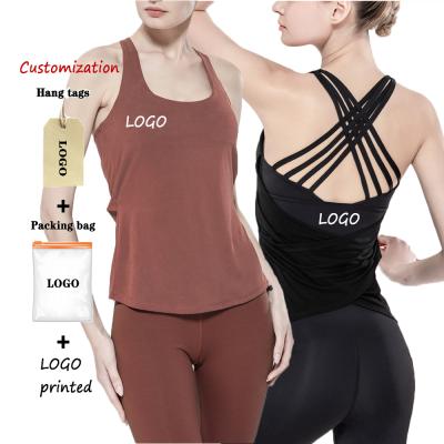 China Ultra Soft Feeling Strappy Cami Yoga Tank Tops Antibacterial Hot Sale Women Skin Compression Padded for sale