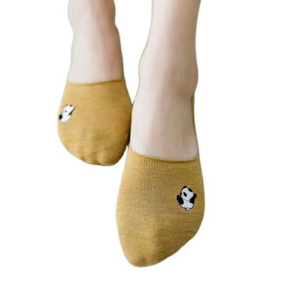 China CLIMATE QUICK DRY Cute Little Girl Animal Embroidered Invisible Socks With Silicone Anti Slip And Breathable Cotton Socks for sale