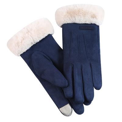 China Plain CLIMATE Warm Gloves Knitted Wool Touch Screen Gloves Women Men Winter Thicken Full Finger Cycling Gloves for sale