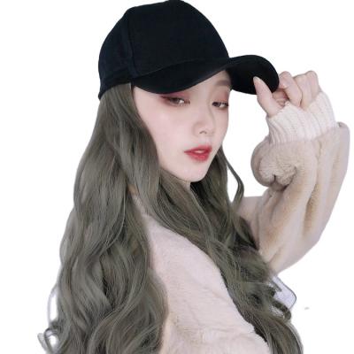 China COMMON CLIMATE Girl Curly Hair Wig Fashion High Quality Baseball Cap With Long Synthetic Hair Extension Hair Wig Cap for sale