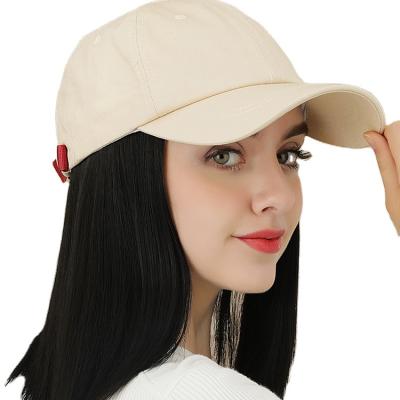 China Picture CLIMATE Baseball Cap Hair Women Hats Wavy Hair Extensions With Black Hat Wig All-in-one Female Baseball Cap for sale